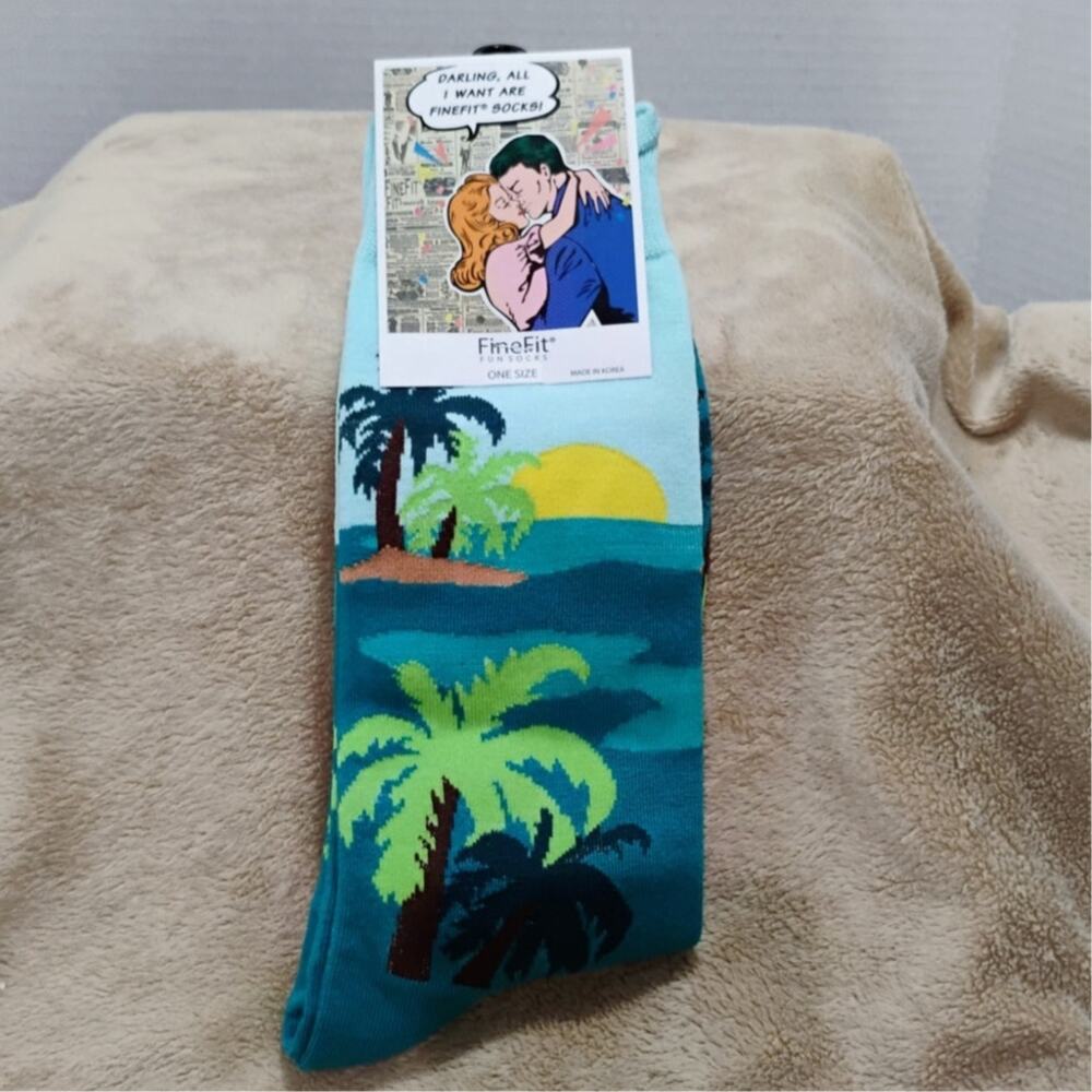 FineFit Novelty Socks Palm Tree Sunset